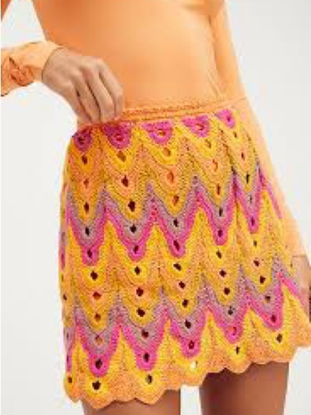 Free People Heat of the Moment Crochet Mini Skirt Almost Famous, XS